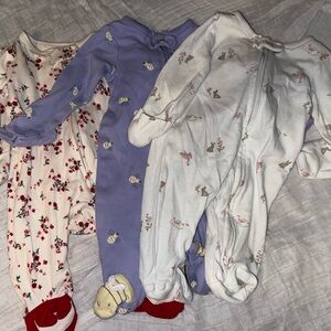 Carter's Kids Footies Set - Purple, White, Cream